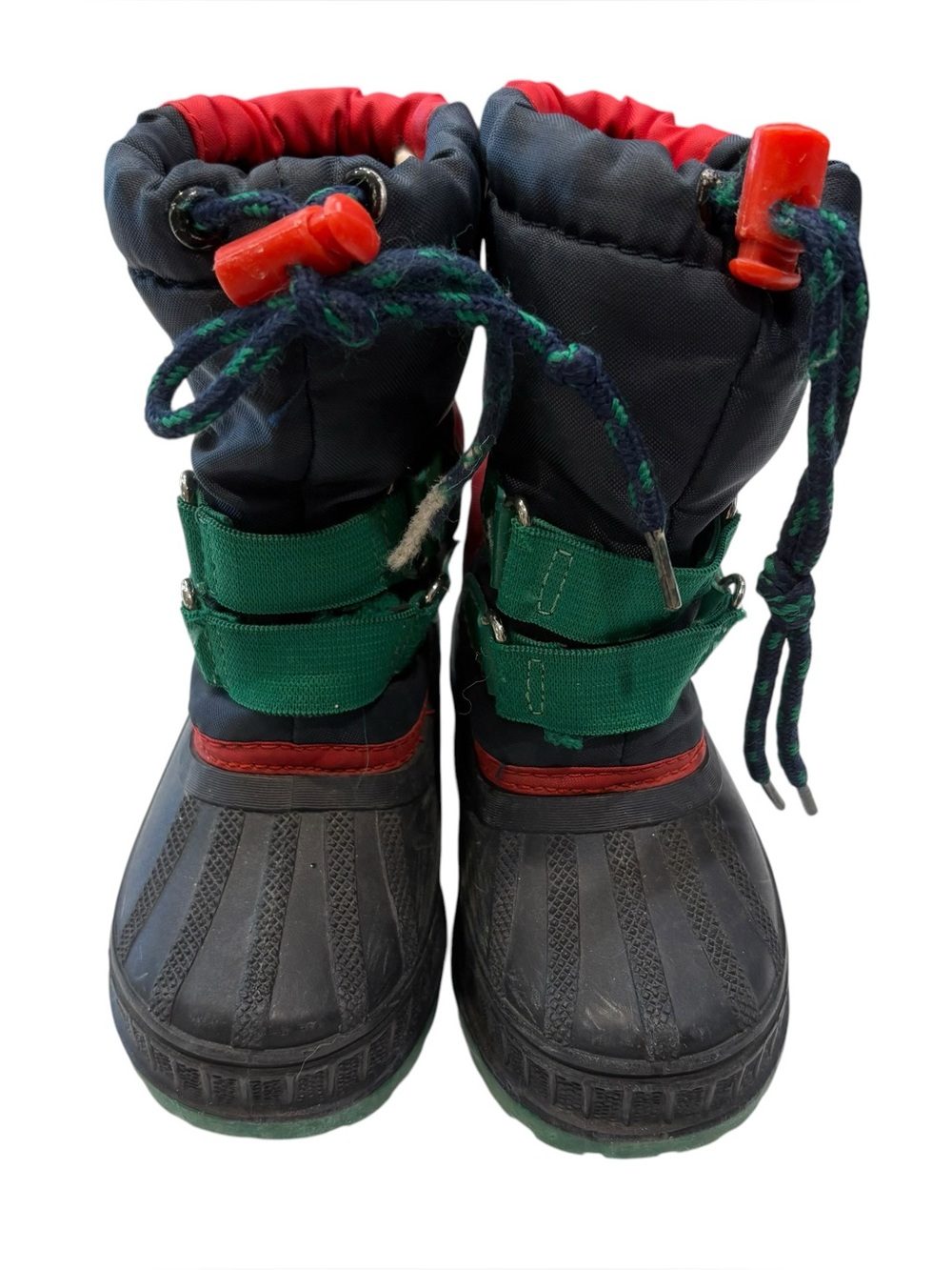 Vintage 90s Crayola Kids Colorblock Snow Boots Rubber Winter Boots 7C - Picture 2 of 5